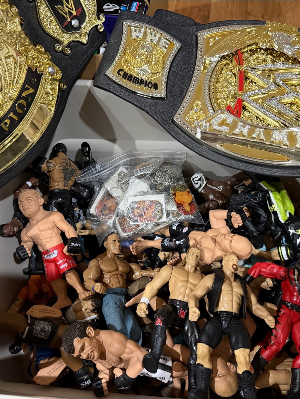 WWE Toy Figures Bundle with Gold Championship Belts